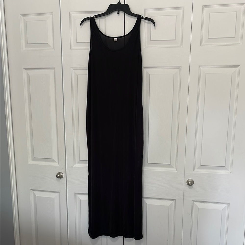 Black Sleeveless Scoop Neck sheer Midi cover up Dress